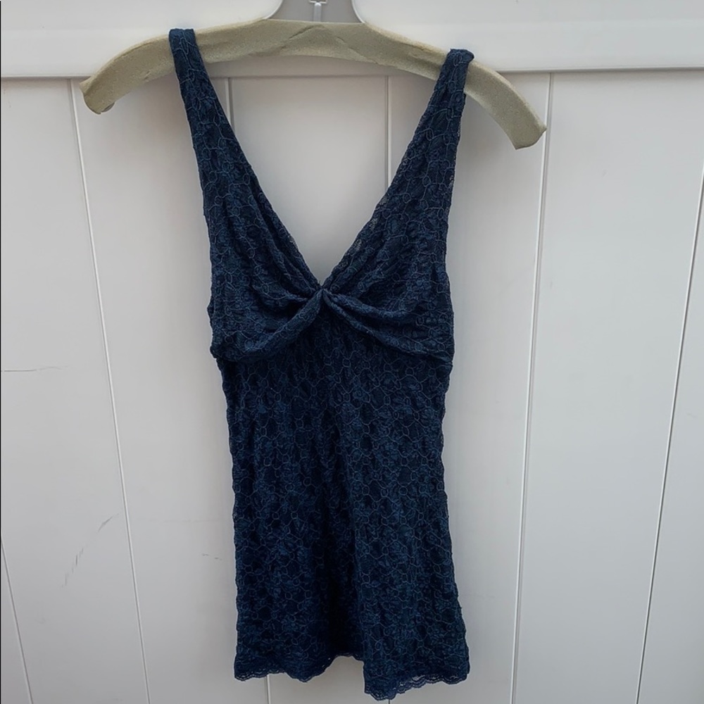 Blue Free People Lace Tank